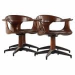 Heywood Wakefield Mid Century Cliff House Swivel Cherry Dining Chairs - Set of 4