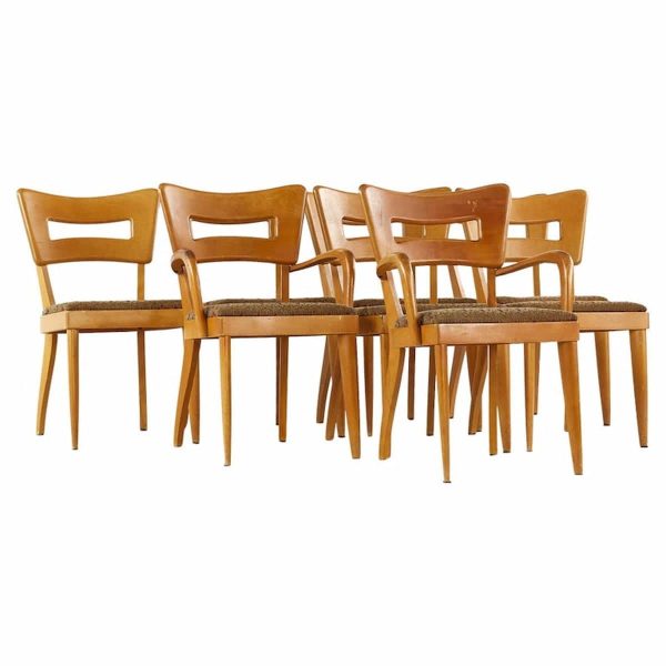 heywood wakefield mid century wheat dog bone chairs - set of 8