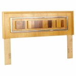 Mid Century Canadian Brutalist Oak Rosewood and Chrome Queen Headboard