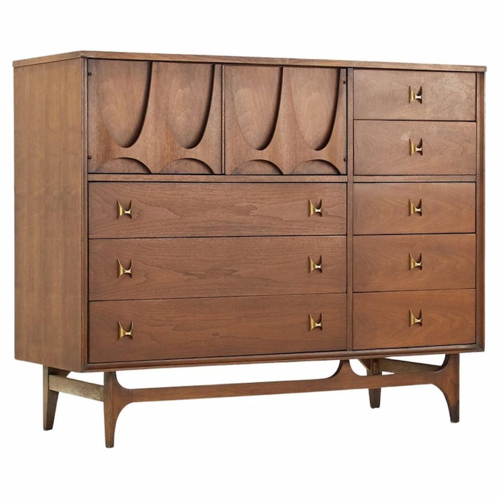Broyhill Brasilia Brutalist Magna Mid Century Walnut Dresser - Mid ...