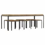 Danny Ho Fong Mid Century Iron and Cane Dining Table with 6 Stools