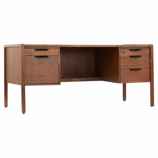 jens risom mid century walnut executive desk