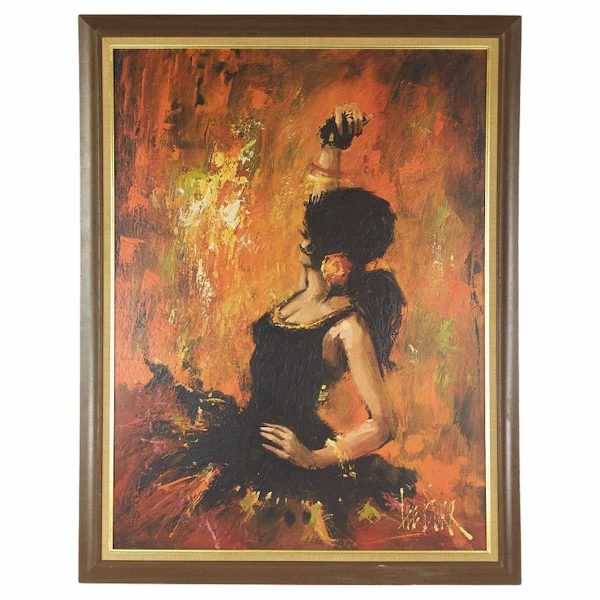 mid century framed print of woman dancing