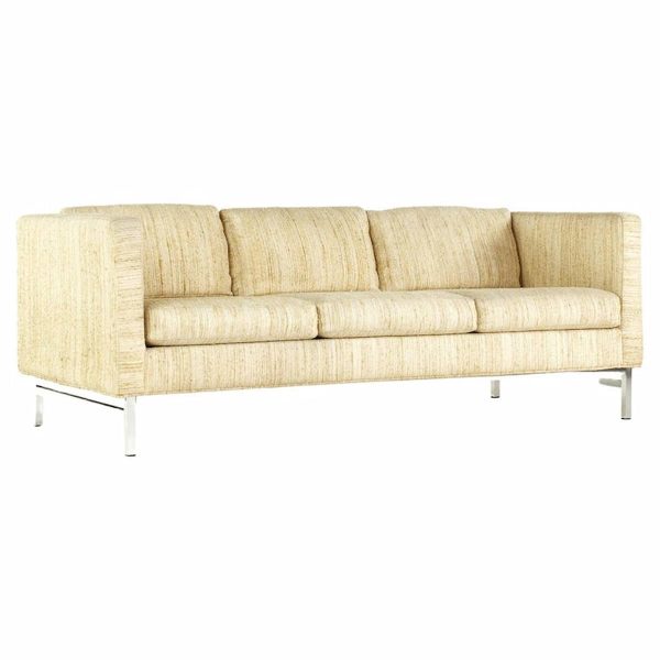 milo baughman style selig mid century chrome sofa