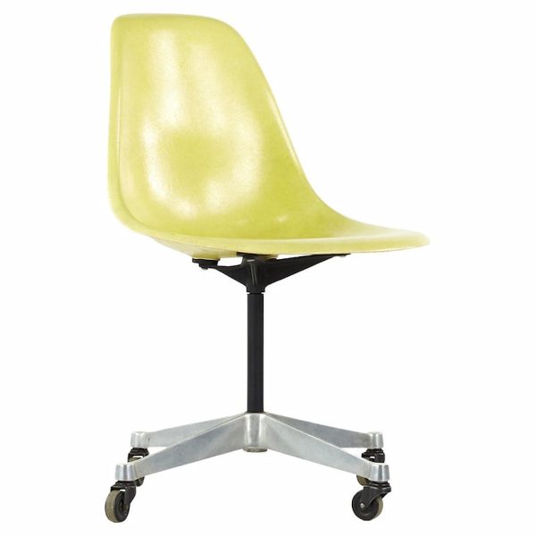 charles and ray eames for herman miller mid century fiberglass wheeled shell chair