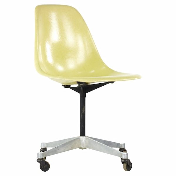charles and ray eames for herman miller mid century fiberglass wheeled shell chair
