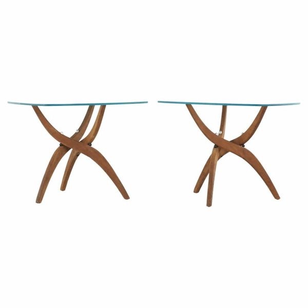 forest wilson mid century walnut side tables - pair