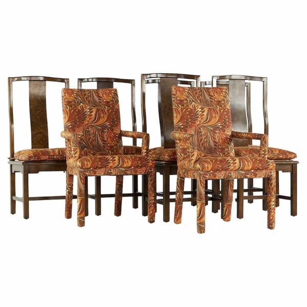tomlinson mid century walnut and burlwood dining chairs - set of 8