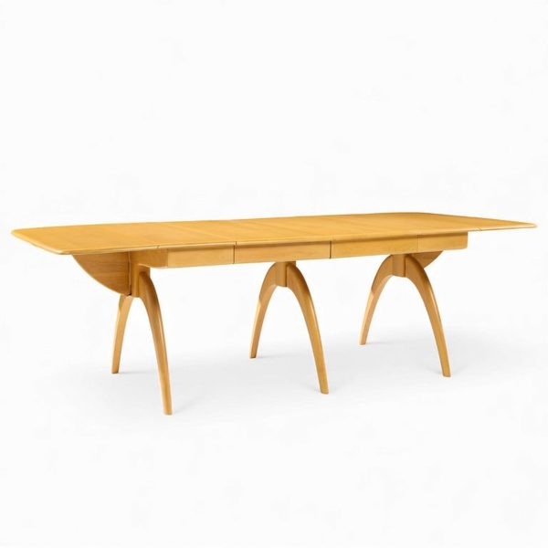 heywood wakefield mid century wheat wishbone dining table with 2 leaves