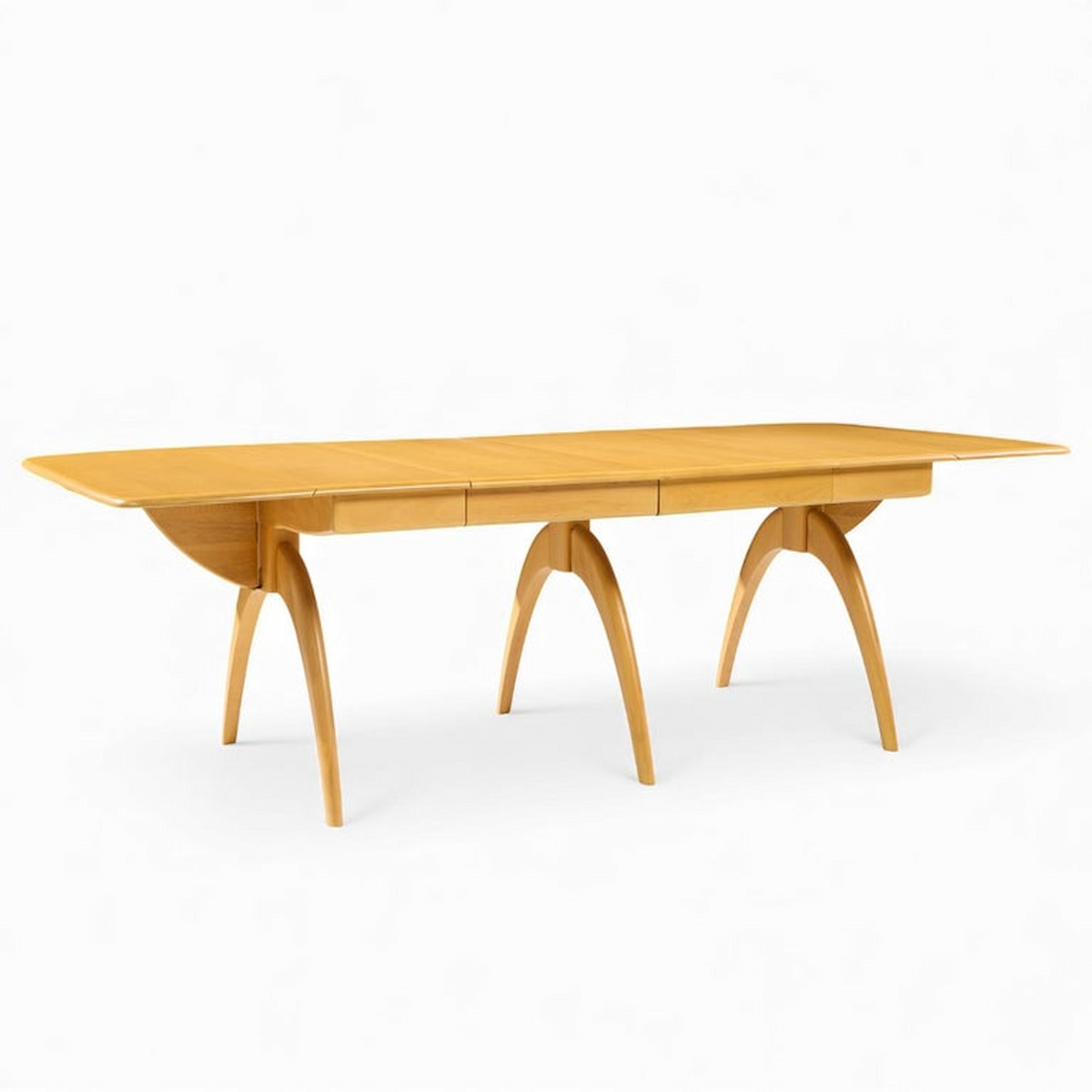 Heywood Wakefield Mid Century Wheat Wishbone Dining Table with 2 Leaves