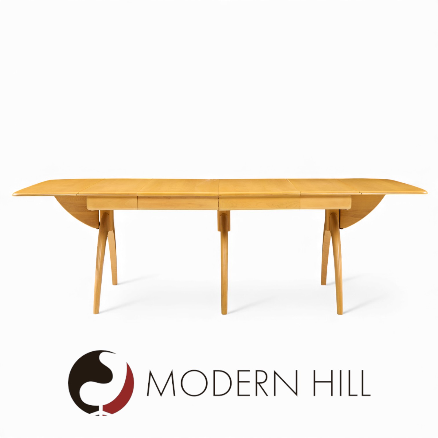 Heywood Wakefield Mid Century Wheat Wishbone Dining Table with 2 Leaves