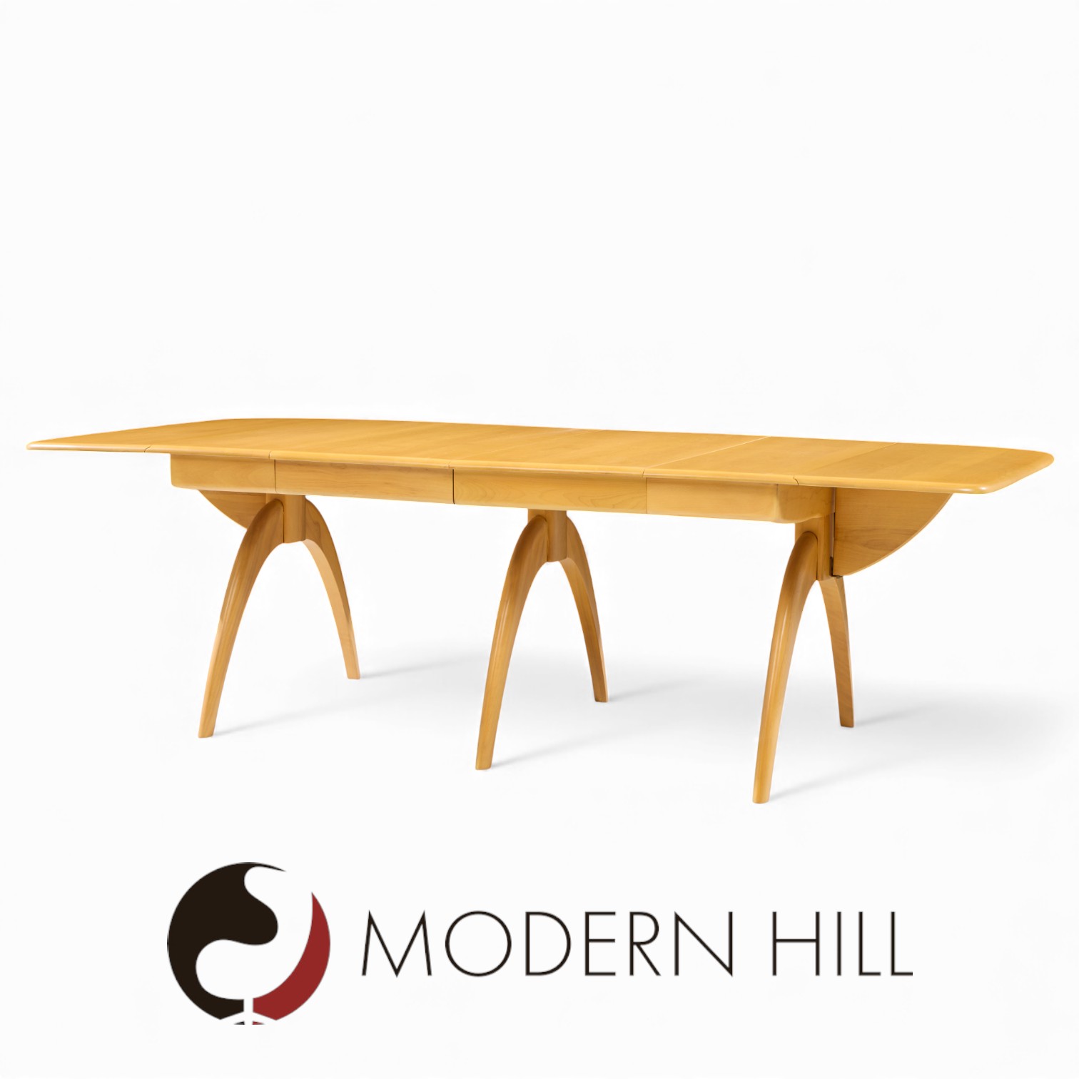 Heywood Wakefield Mid Century Wheat Wishbone Dining Table with 2 Leaves