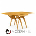 Heywood Wakefield Mid Century Wheat Wishbone Dining Table with 2 Leaves