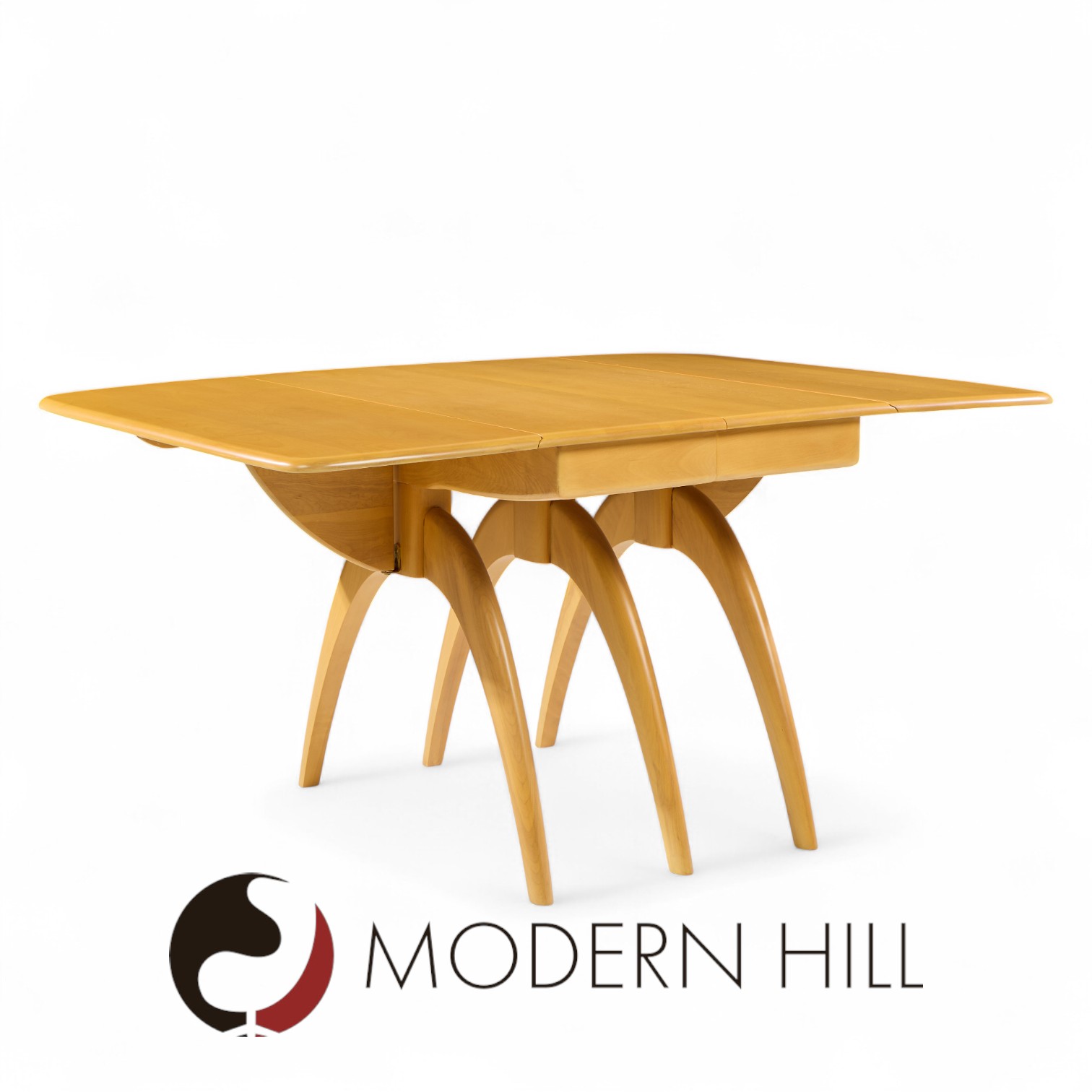 Heywood Wakefield Mid Century Wheat Wishbone Dining Table with 2 Leaves