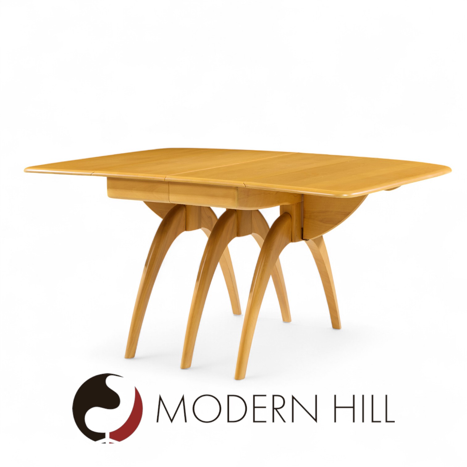 Heywood Wakefield Mid Century Wheat Wishbone Dining Table with 2 Leaves