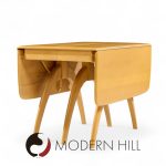 Heywood Wakefield Mid Century Wheat Wishbone Dining Table with 2 Leaves