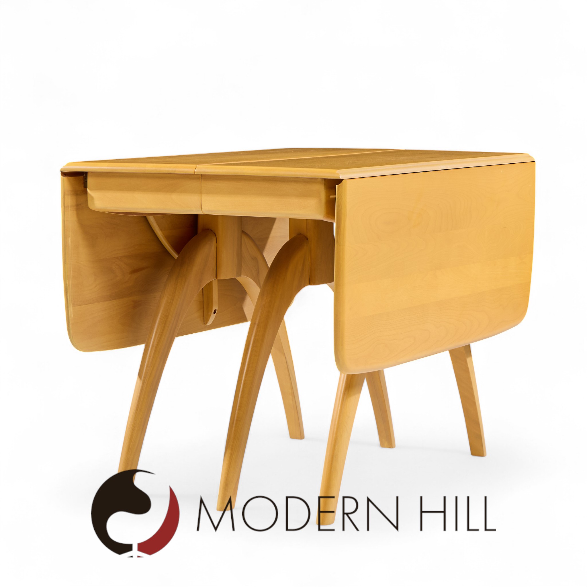 Heywood Wakefield Mid Century Wheat Wishbone Dining Table with 2 Leaves