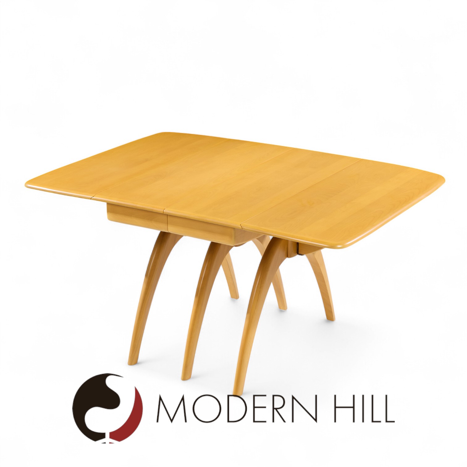 Heywood Wakefield Mid Century Wheat Wishbone Dining Table with 2 Leaves