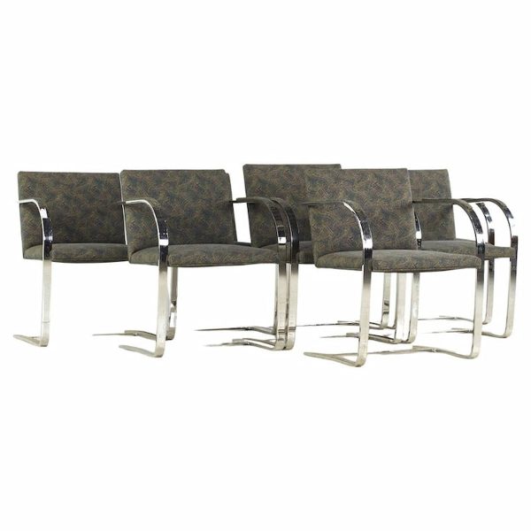 knoll mid century brno flatbar chrome dining chairs - set of 8