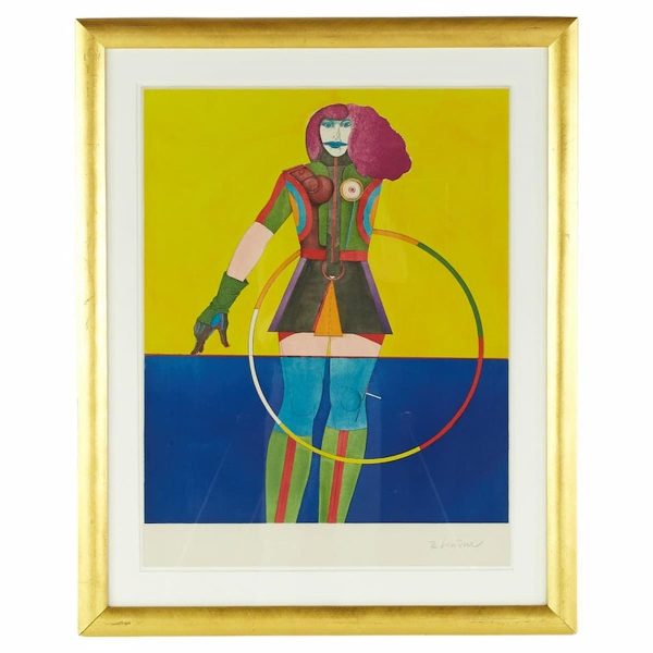 Richard Lindner Signed Girl with Hoop Mid Century Lithograph