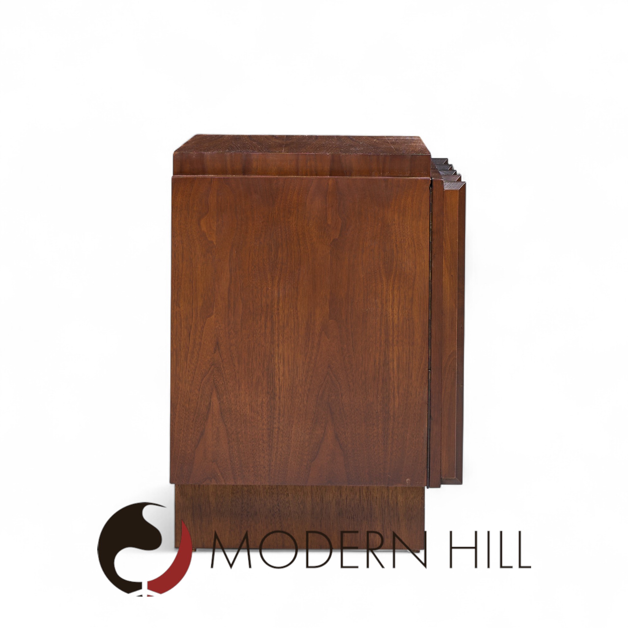 Tobago Brutalist Mid Century Walnut Nightstands - Pair