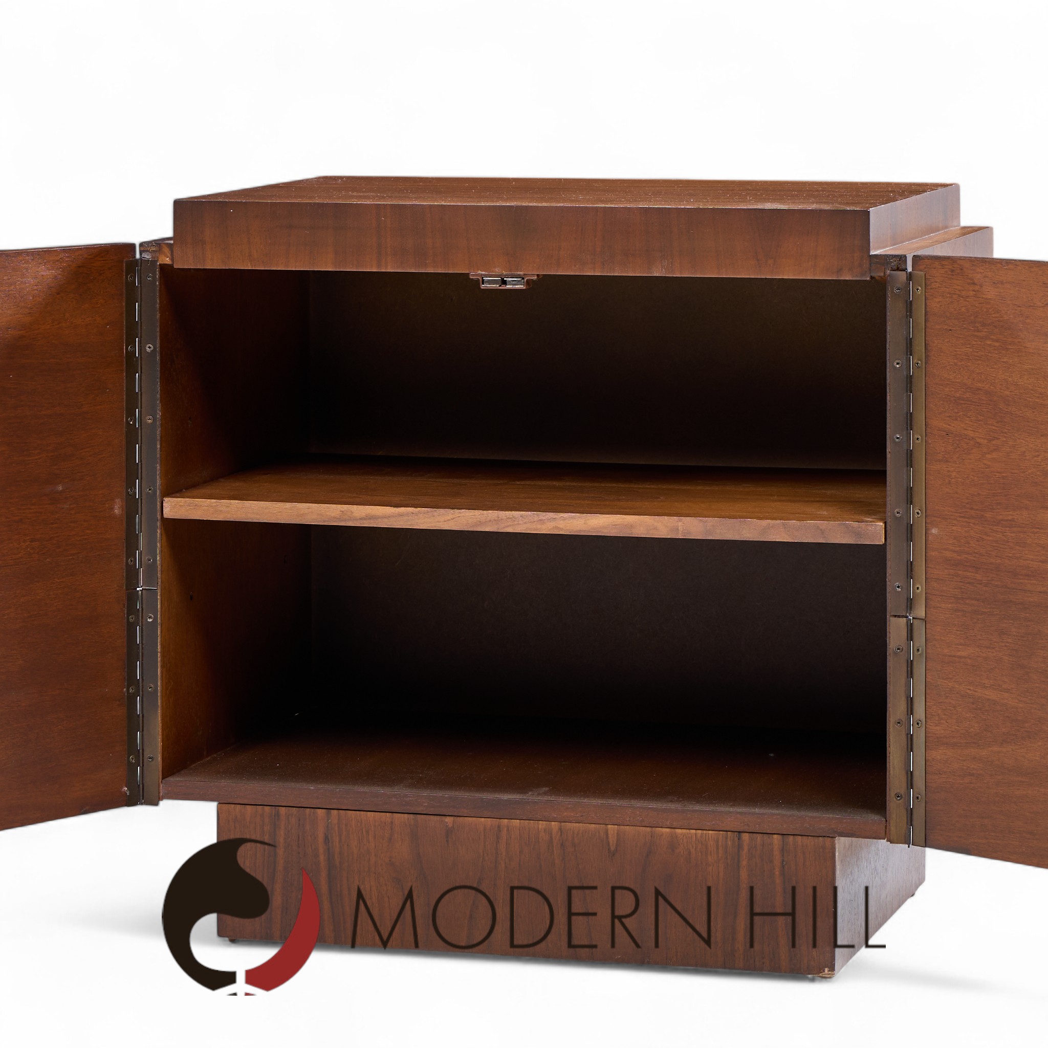 Tobago Brutalist Mid Century Walnut Nightstands - Pair