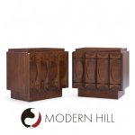 Tobago Brutalist Mid Century Walnut Nightstands - Pair