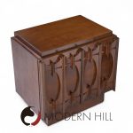 Tobago Brutalist Mid Century Walnut Nightstands - Pair