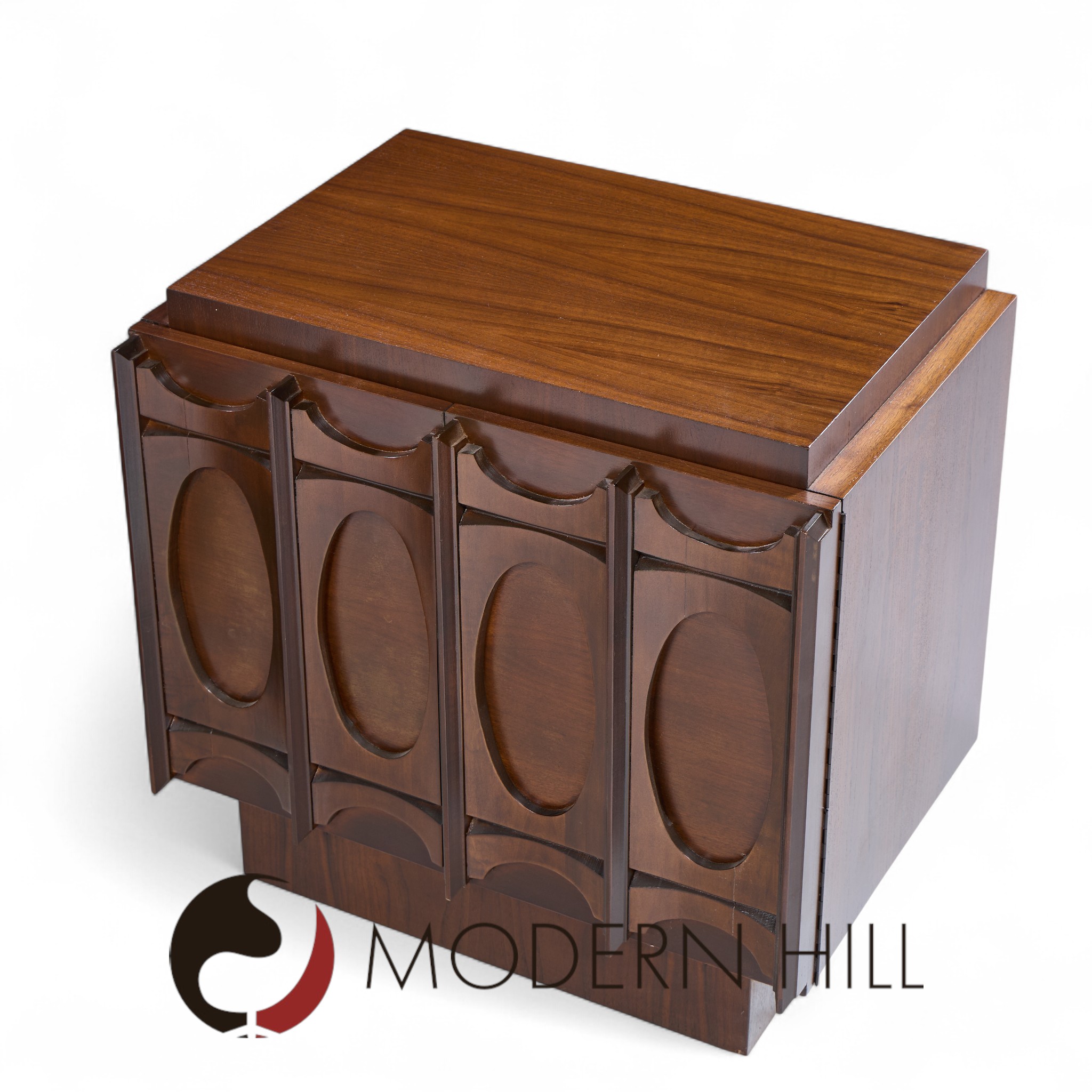 Tobago Brutalist Mid Century Walnut Nightstands - Pair