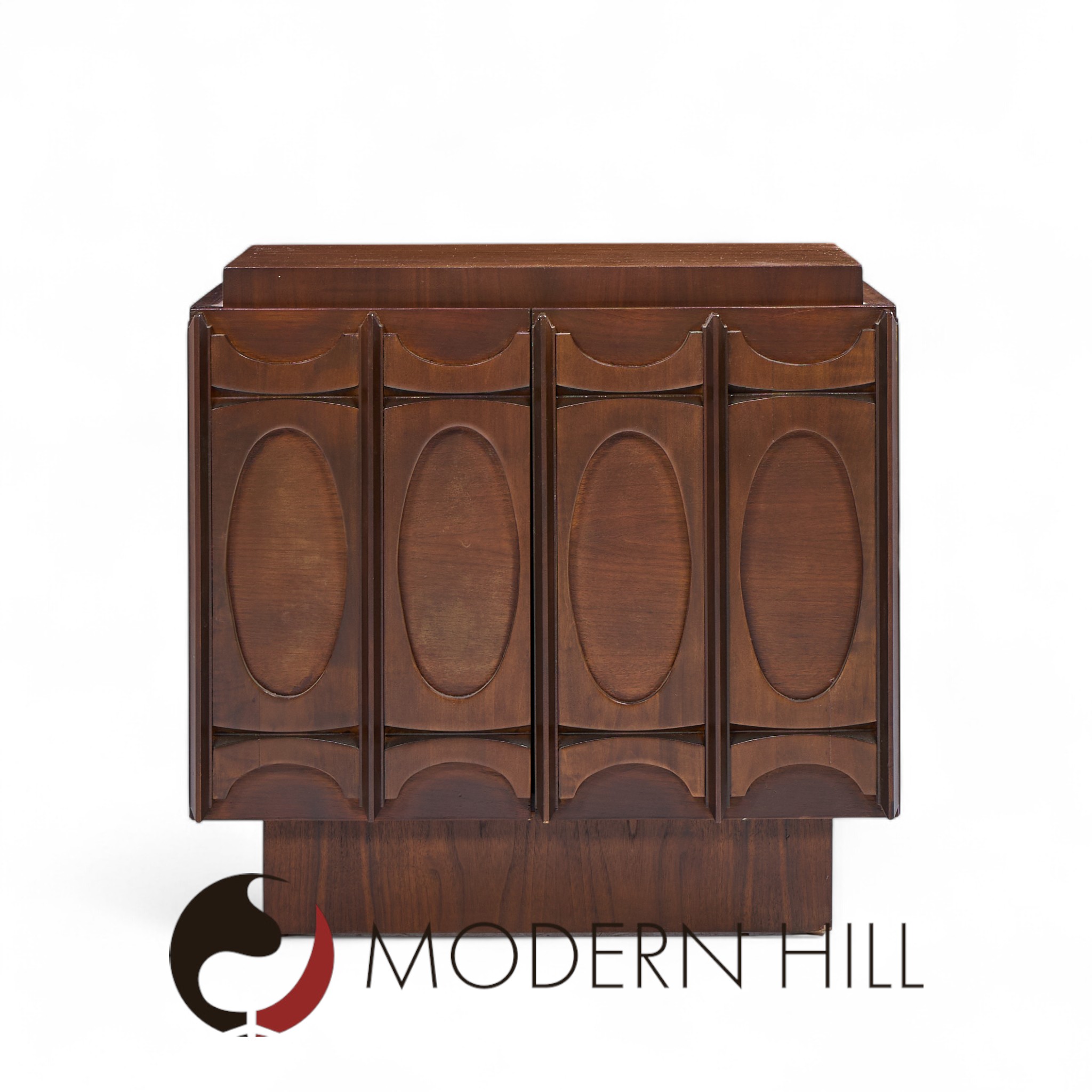 Tobago Brutalist Mid Century Walnut Nightstands - Pair