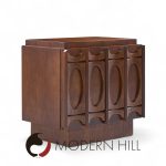 Tobago Brutalist Mid Century Walnut Nightstands - Pair