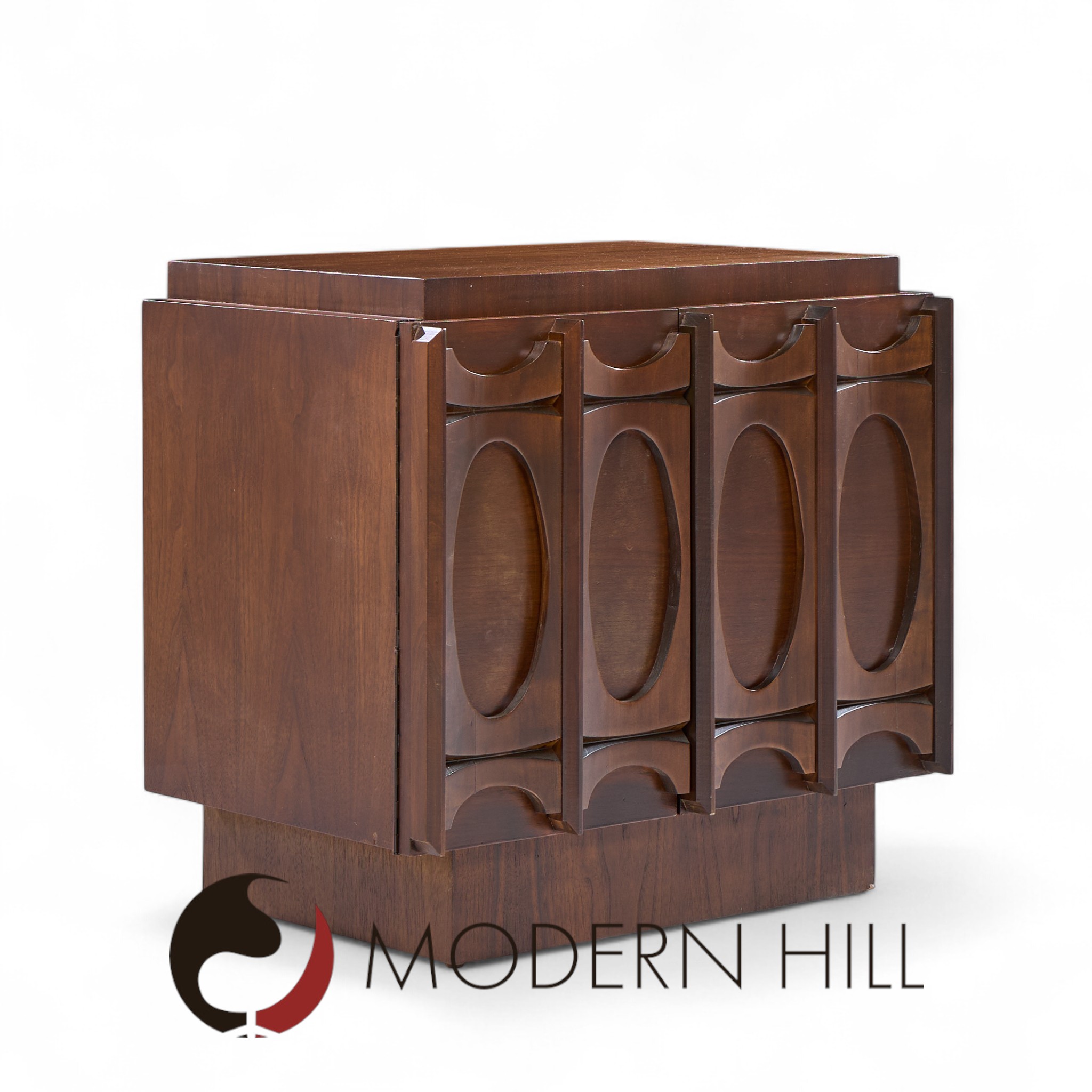 Tobago Brutalist Mid Century Walnut Nightstands - Pair