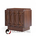 Tobago Brutalist Mid Century Walnut Nightstands - Pair