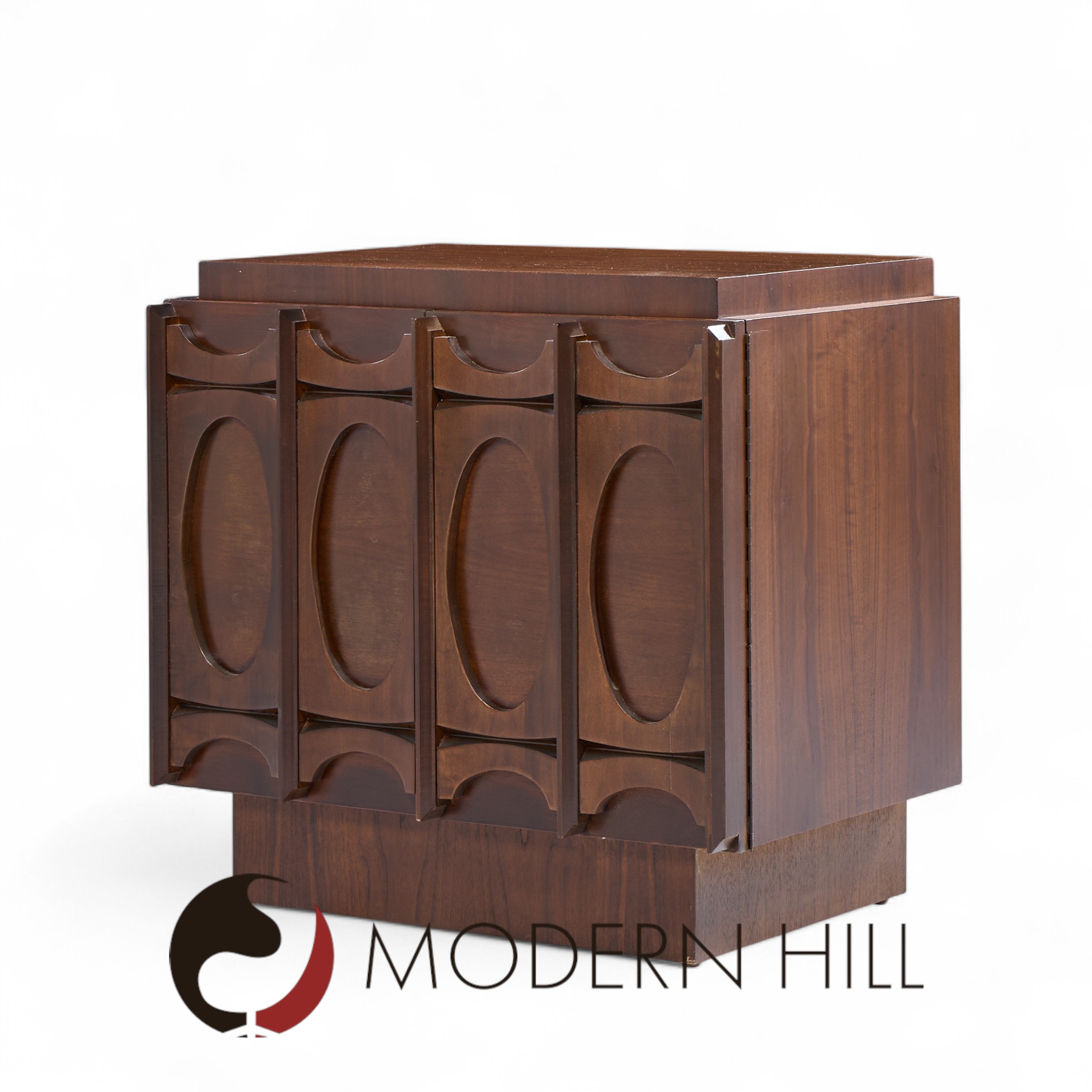 Tobago Brutalist Mid Century Walnut Nightstands - Pair
