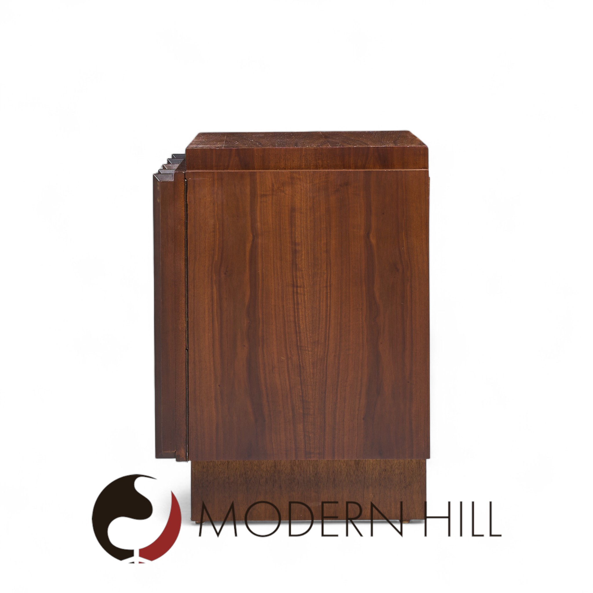 Tobago Brutalist Mid Century Walnut Nightstands - Pair