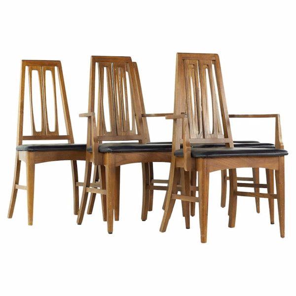 young manufacturing mid century walnut dining chairs - set of 6