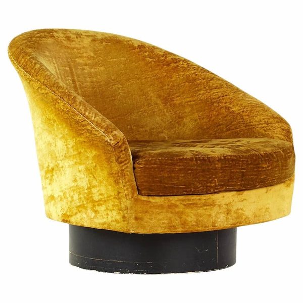 Adrian Pearsall Style Mid Century Gold Swivel Lounge Chair
