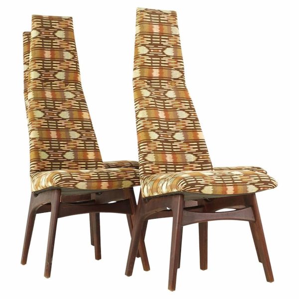 adrian pearsall for craft associates mid century 1613-c walnut highback dining chairs - set of 4