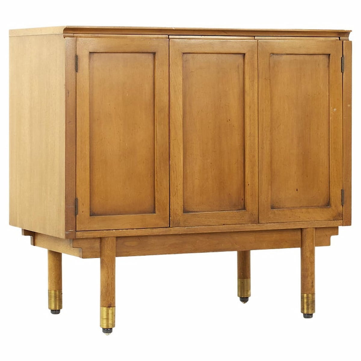 Bert England Mid Century Walnut and Brass Bar Cabinet
