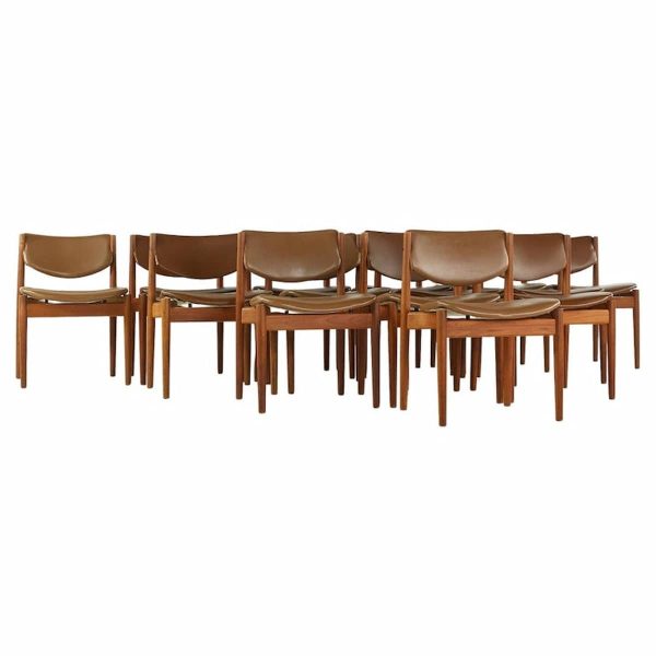 finn juhl for france and son mid century model 197 teak dining chairs - set of 14