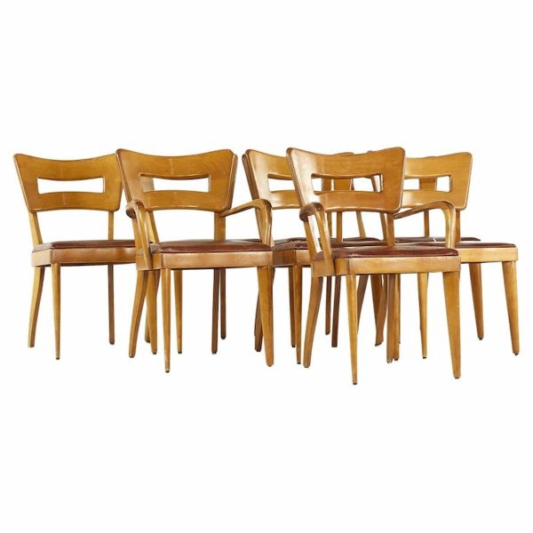 heywood wakefield mid century dogbone chairs - set of 8