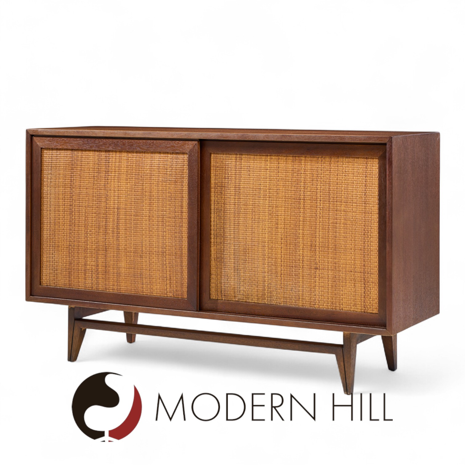 John Keal for Brown Saltman Mid Century Cane Lowboy