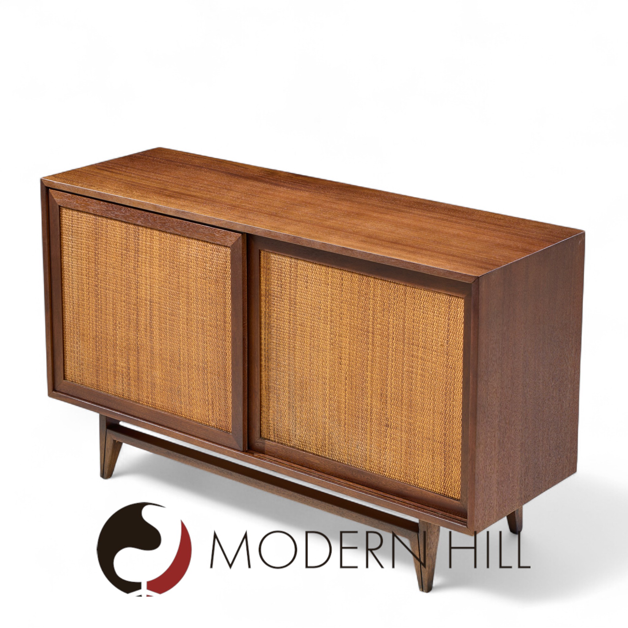 John Keal for Brown Saltman Mid Century Cane Lowboy