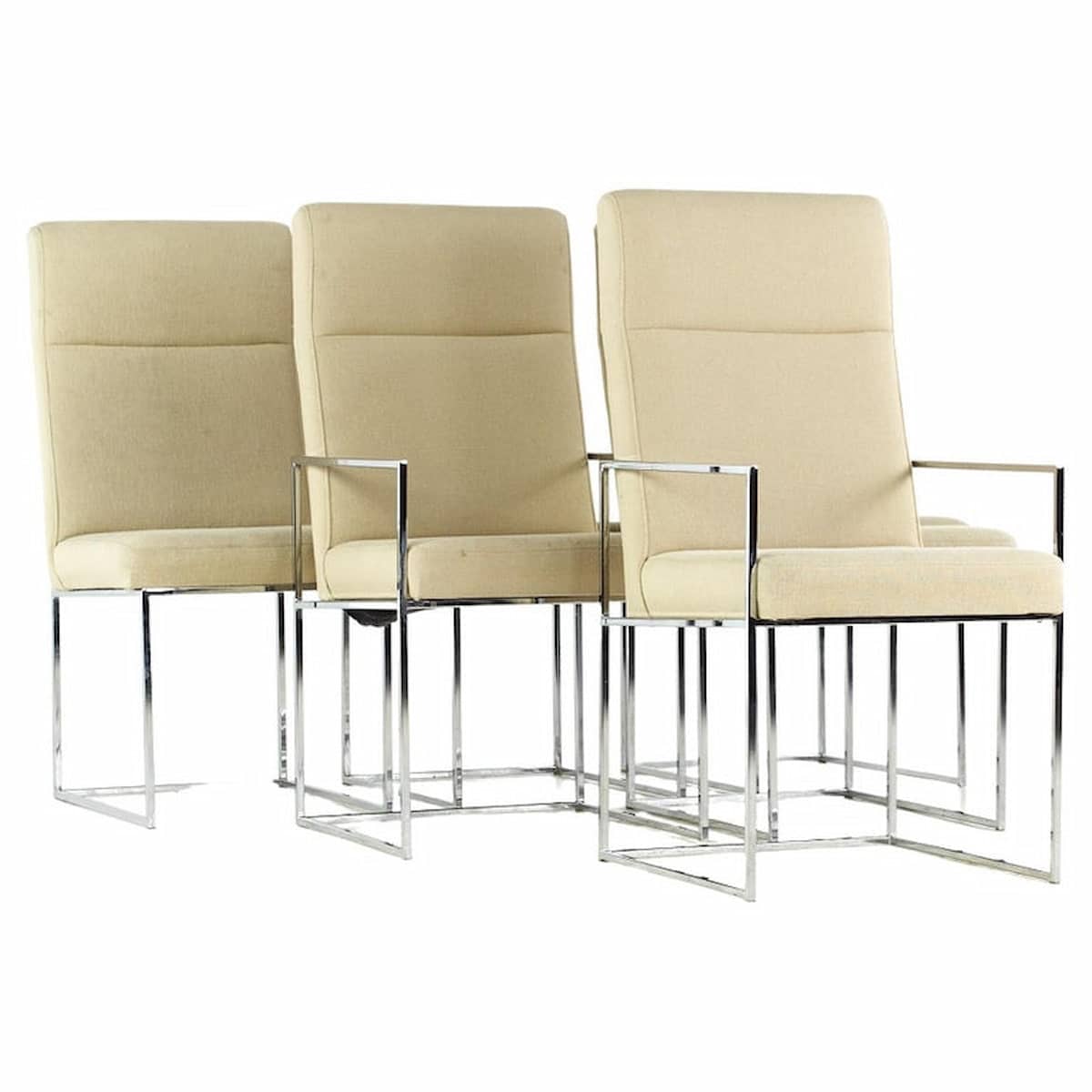 Milo Baughman for Thayer Coggin Style Mid Century Chrome Dining Chairs - Set of 6