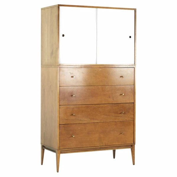 paul mccobb planner group mid century 4-drawer dresser with sliding door cabinet