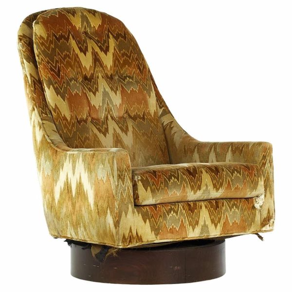 adrian pearsall mid century walnut swivel chair