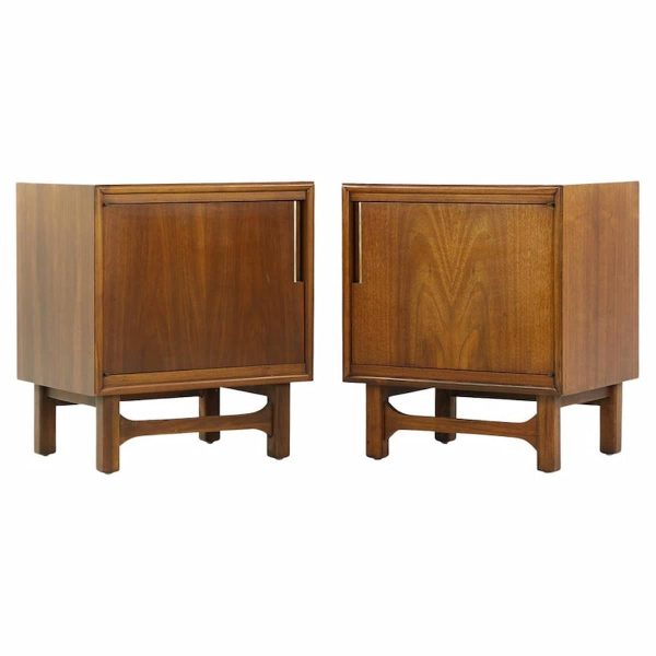 cavalier furniture mid century walnut nightstand - pair