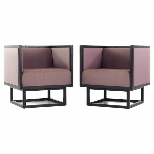 josef hoffman style mid century club chairs - pair