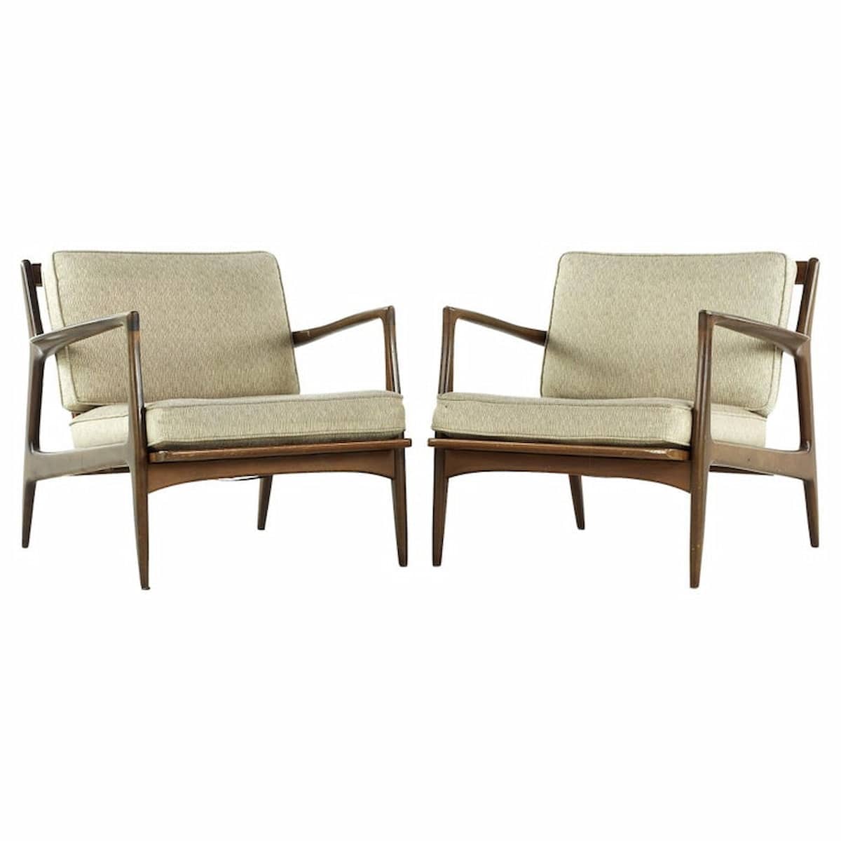 Kofod Larsen for Selig Mid Century Lounge Chairs - Pair
