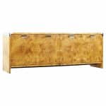 Leon Rosen for Pace Collection Mid Century Stainless Steel and Burlwood Credenza | Mid Century Modern Furniture - Mid Century Furniture Chicago Leon Rosen for Pace Collection Mid Century Stainless Steel and Burlwood Credenza
